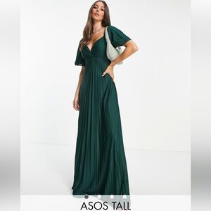 New size 8 ASOS Design Tall pleated twist back cap sleeve maxi dress